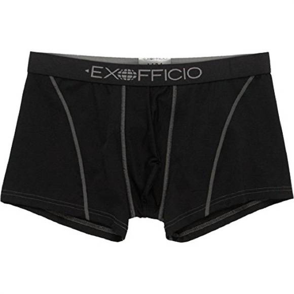 NEW EXOFFICIO men's give-n-go sport mesh boxer brief in solid black - Picture 1 of 1